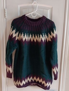 Vtg Passports Pier 1 Heavy Greek Wool Nordic Ski Sweater L
